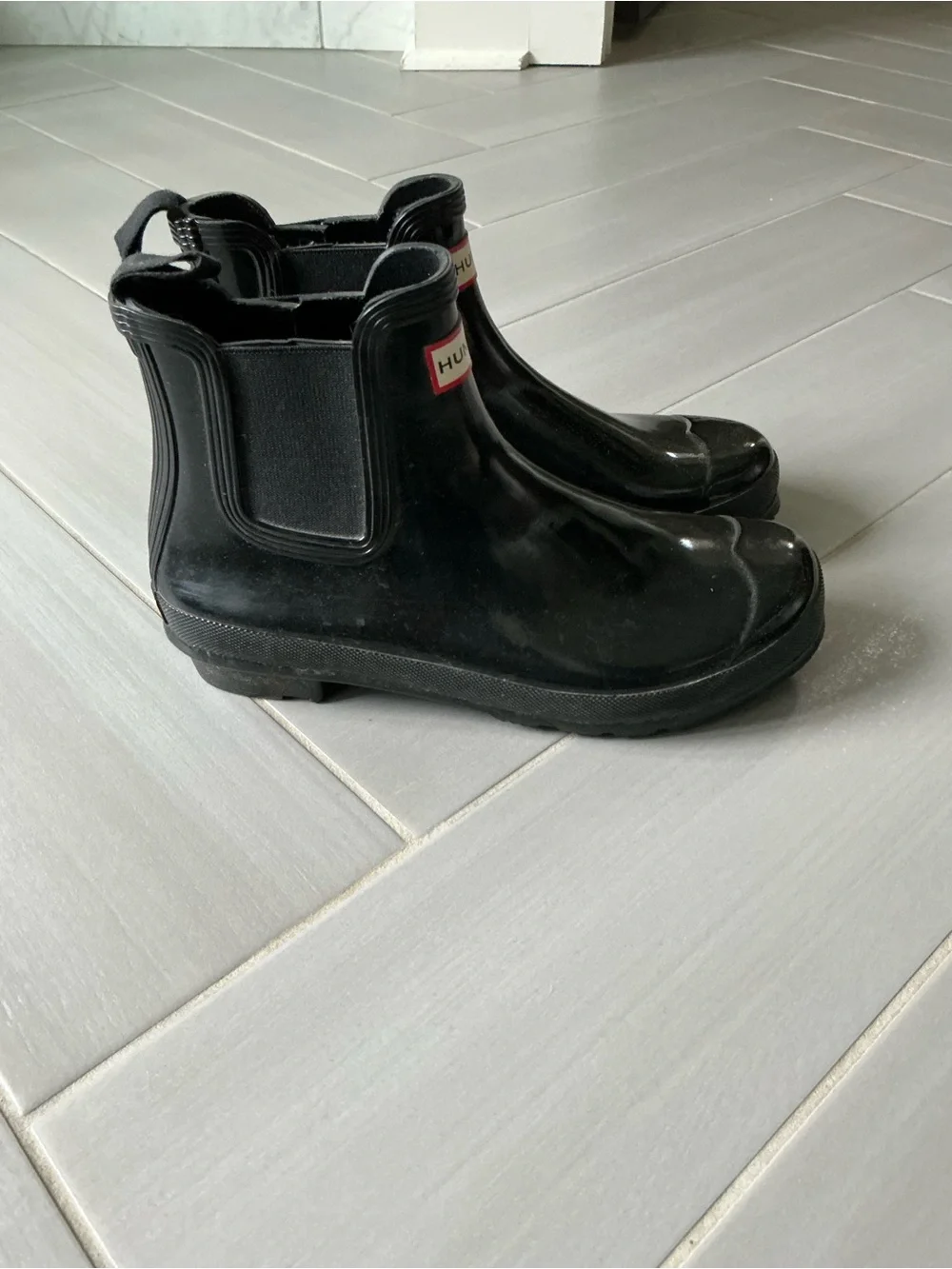 Hunter Original Chelsea Rain Ankle Boots | Black High Gloss